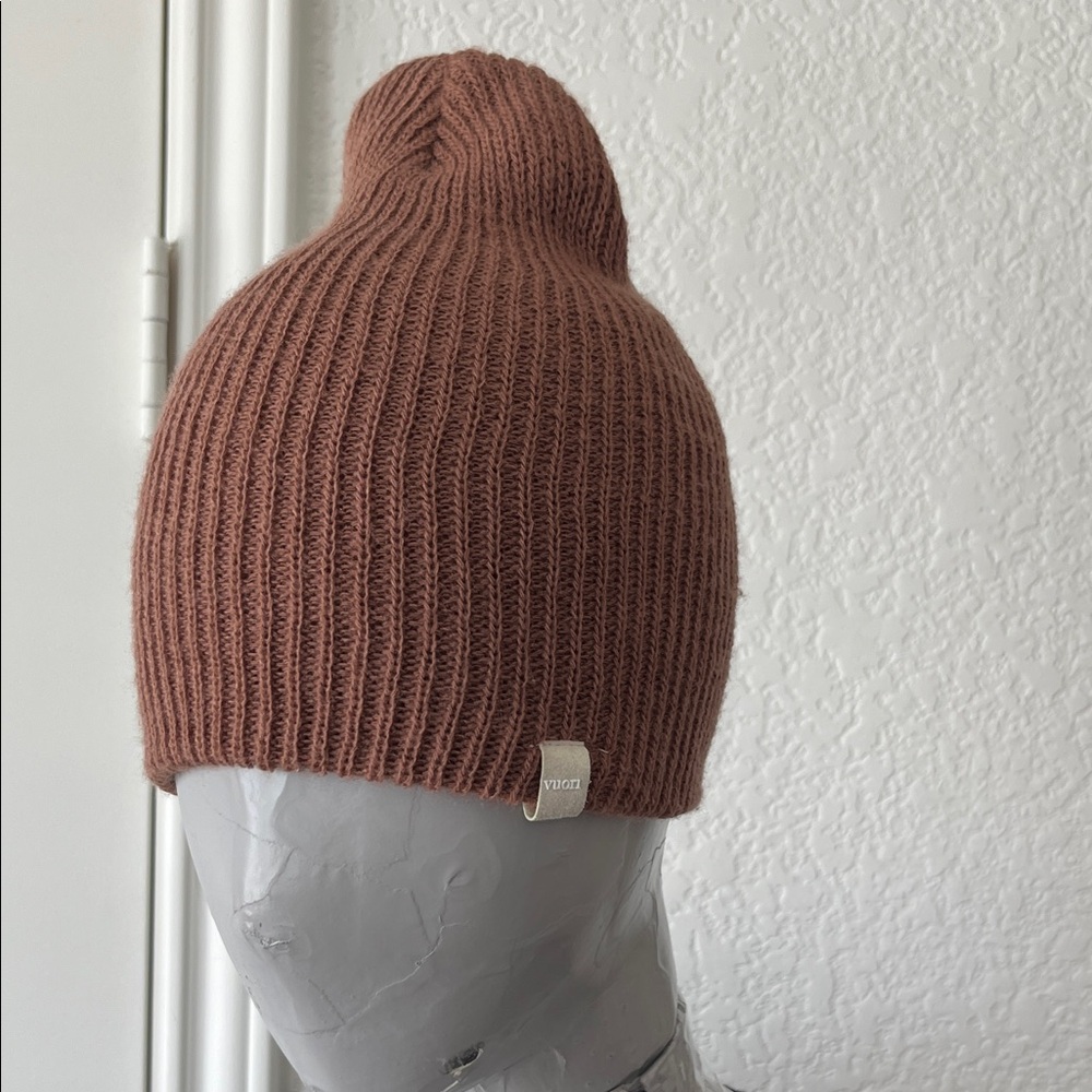 Vuori Ribbed Knit Beanie in Dusty Rose Brown
